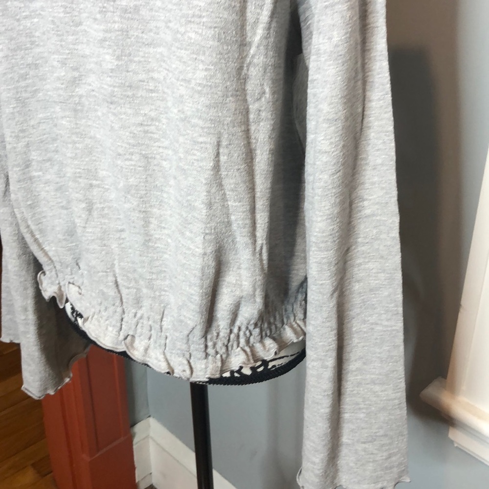 Very J Heather Gray Cotton Blend Ruffle Hem Top - Picture 5 of 8